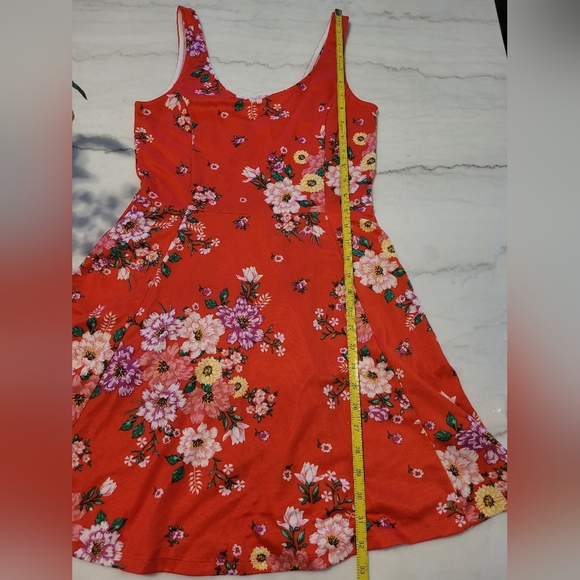 Divided (H&M) Red Floral Sundress Sleeveless Scoop Neck Mini Size 10 - Picture 6 of 9